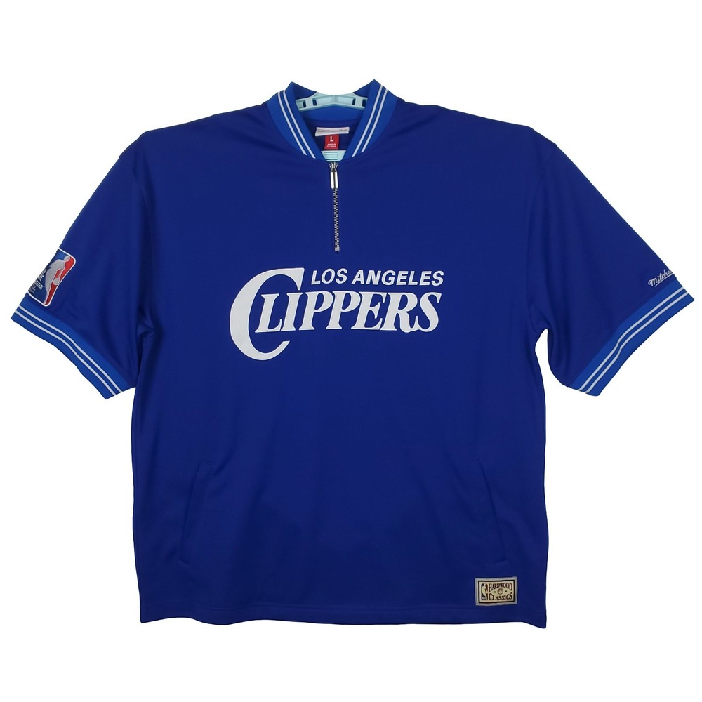 LA Clippers Mitchell & Ness Large Jersey Shirt 1/4 Zip Cut Fabric Embroidery New